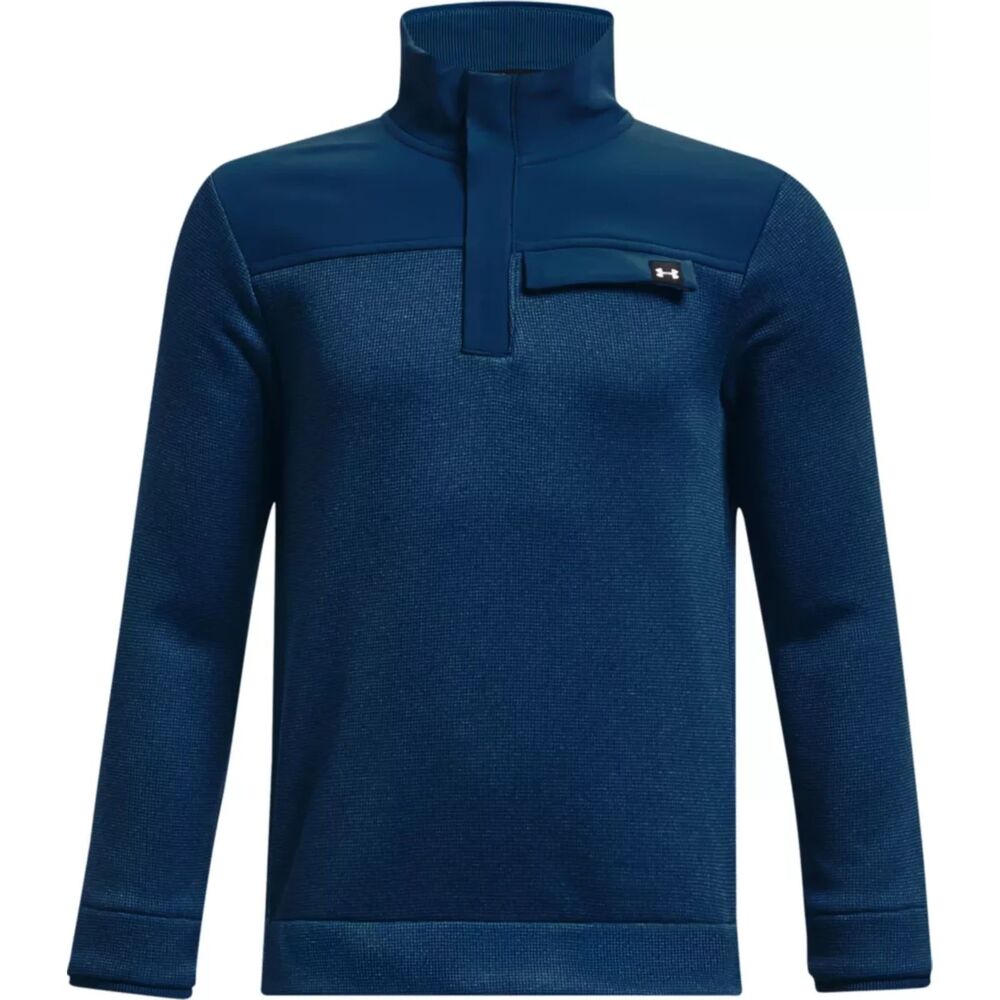 Under Armour Boys Blue SweaterFleece Half-Zip Pullover Golf Jacket Size M